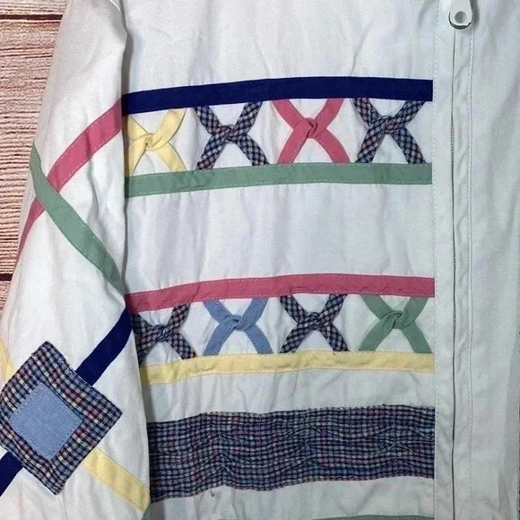 Vintage Koret Francisca Women’s Geometric Jacket White Colorful Medium - Picture 2 of 8